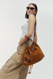 LEATHER TWIST ARIA LARGE SUEDE ΤΑΜΠΑ ΤΣΑΝΤΑ