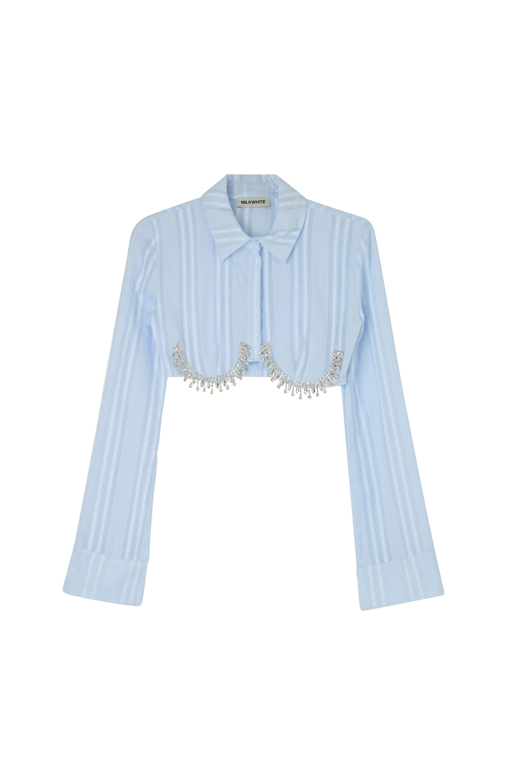 MILK WHITE SHIRT WITH CRYSTALS