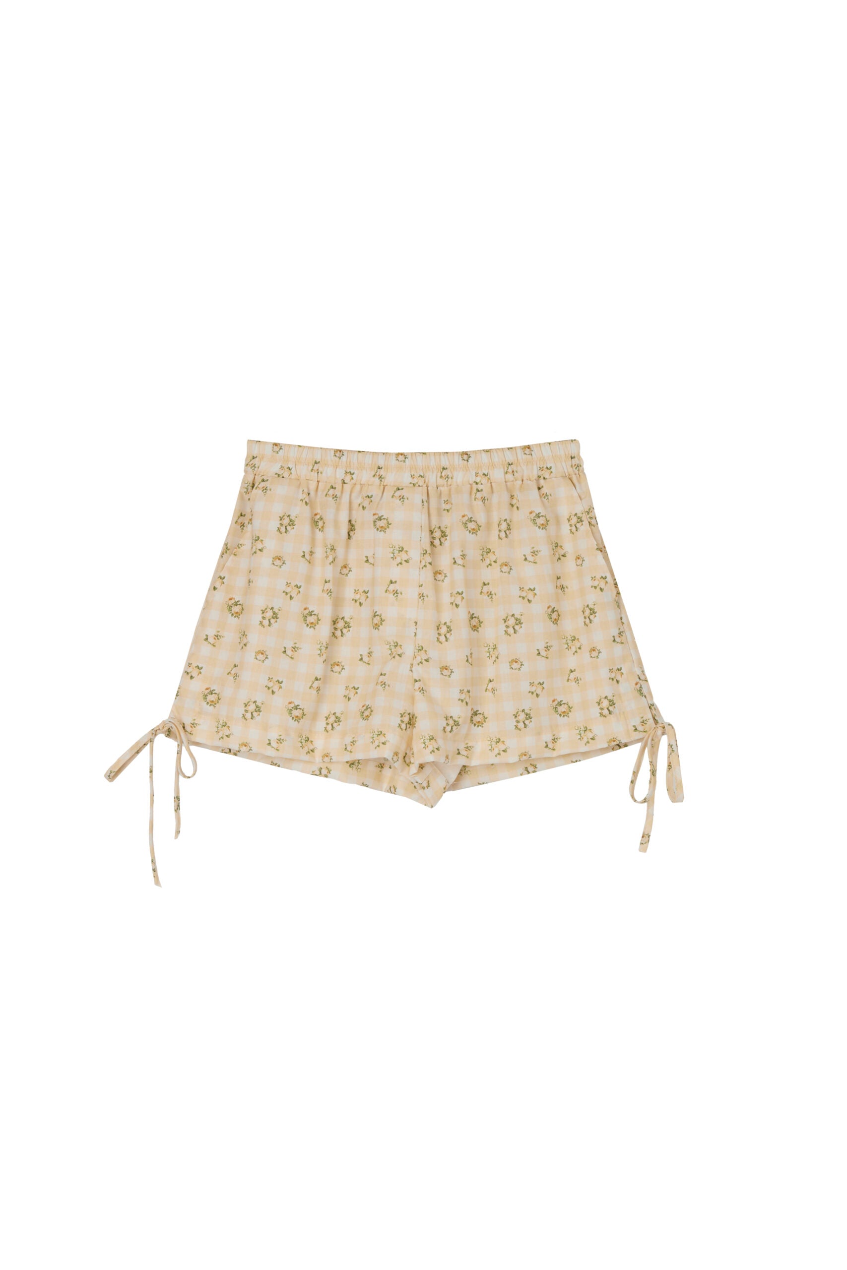 MILK WHITE YELLOW ROSES SHORTS