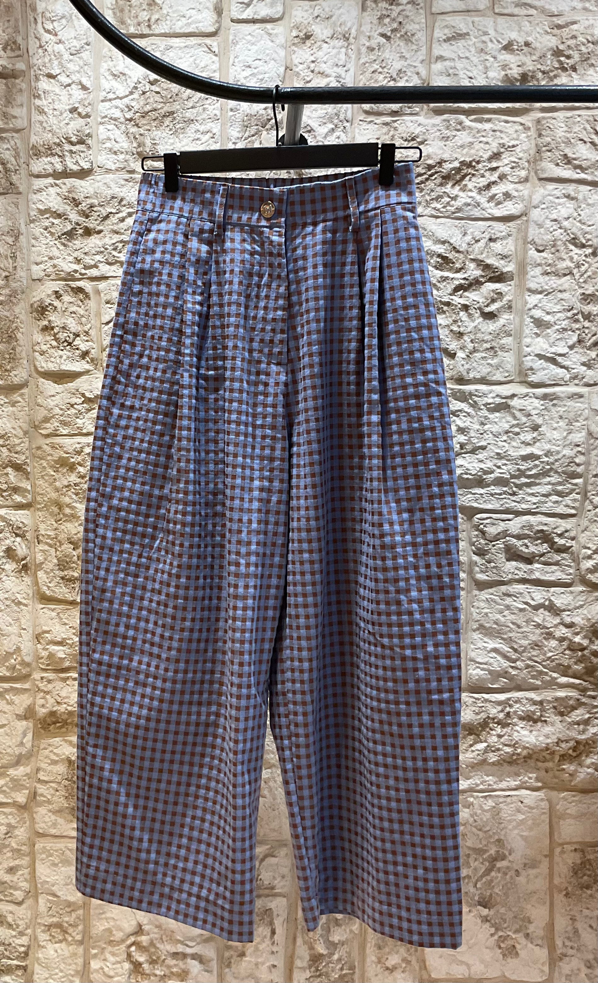 MILKWHITE BLUE BROWN VICHY PANTS