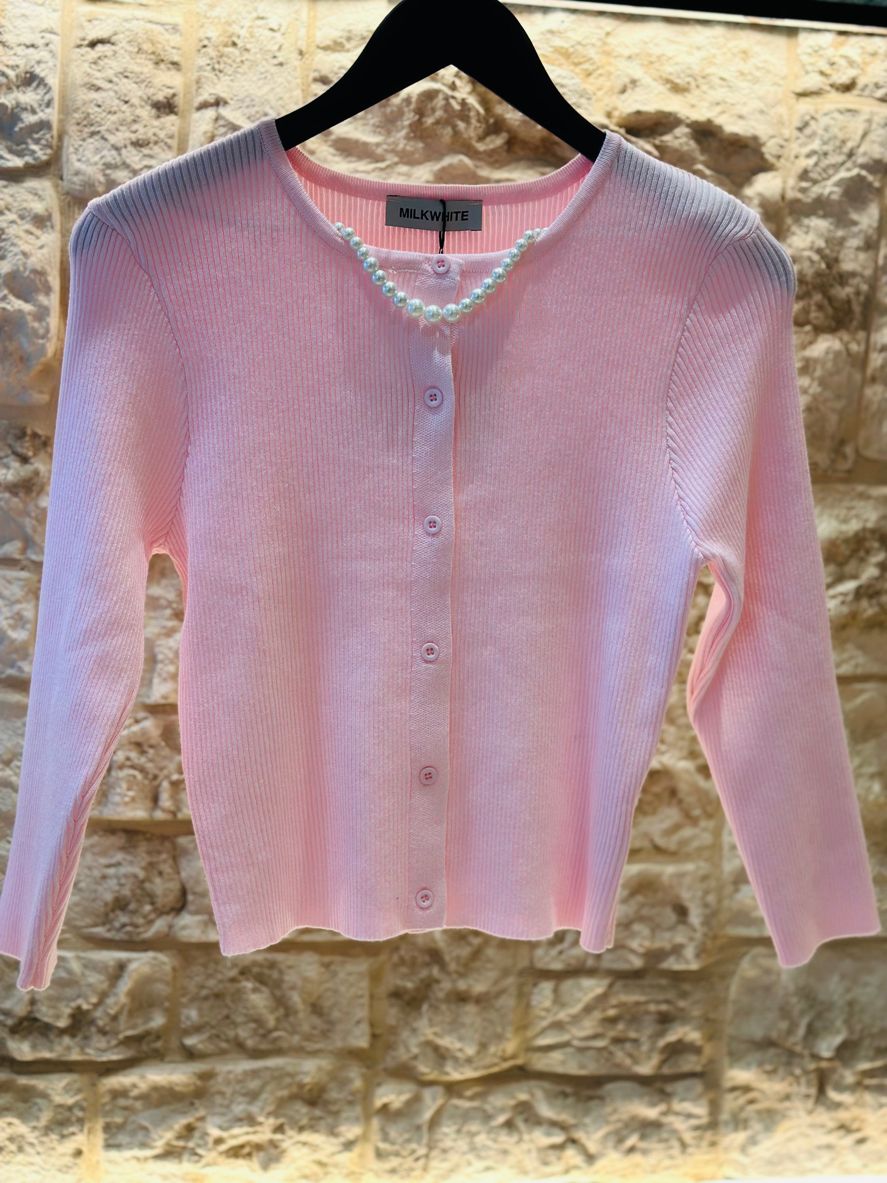 MILKWHITE CARDIGAN BABY PINK