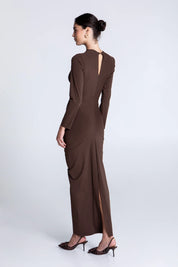 MOCHA CURVED MAXI DRESS
