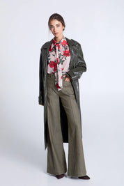 EVELEYA OLIVE CROCO TRENCH COAT