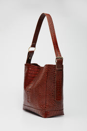 SIENNA BROWN CROCO LEATHER BAG