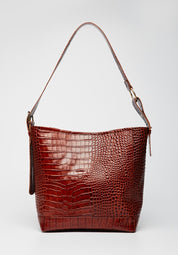 SIENNA BROWN CROCO LEATHER BAG