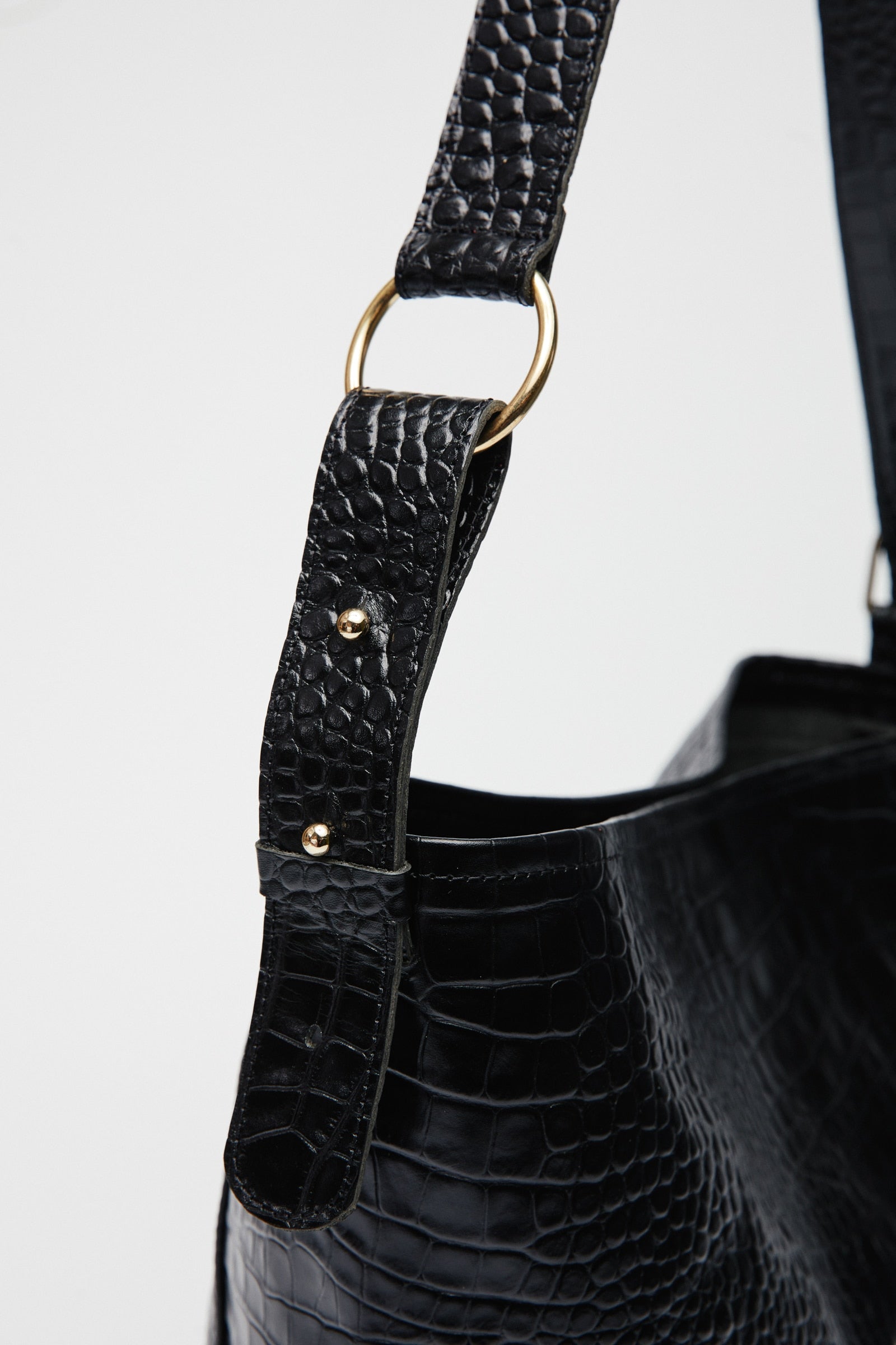 SIENNA BLACK CROCO LEATHER BAG