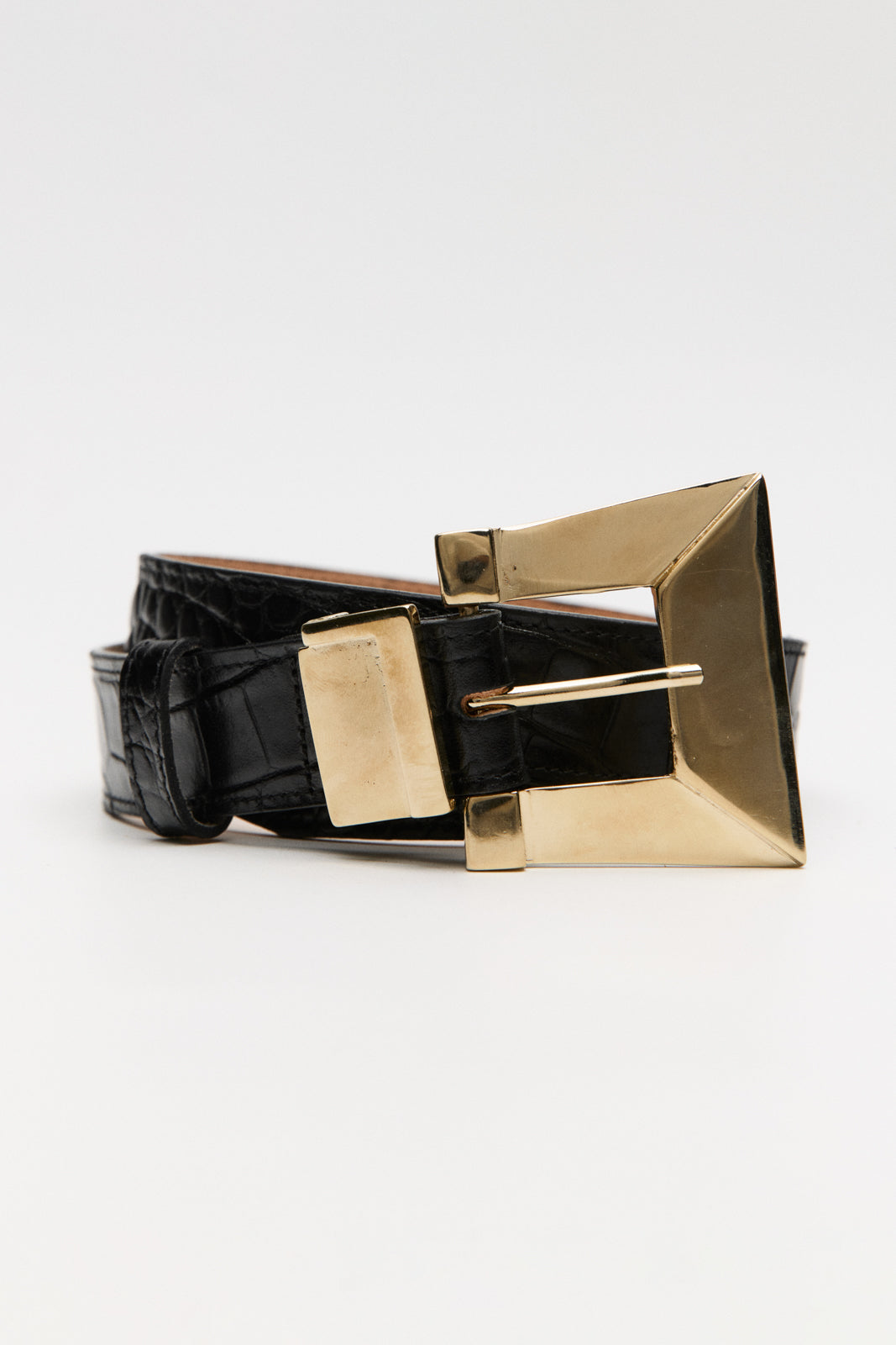 BARRY BLACK CROCO LEATHER BELT