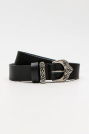 DAMIAN BLACK LEATHER BELT