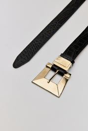 BARRY BLACK CROCO LEATHER BELT