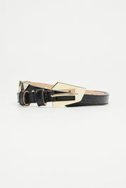 GEO BLACK CROCO LEATHER BELT