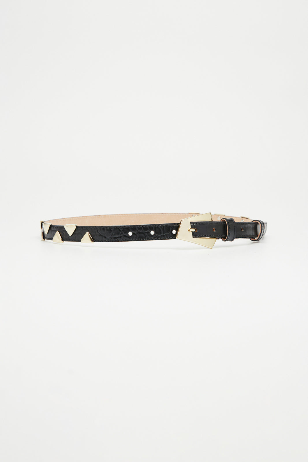 GEO BLACK CROCO LEATHER BELT