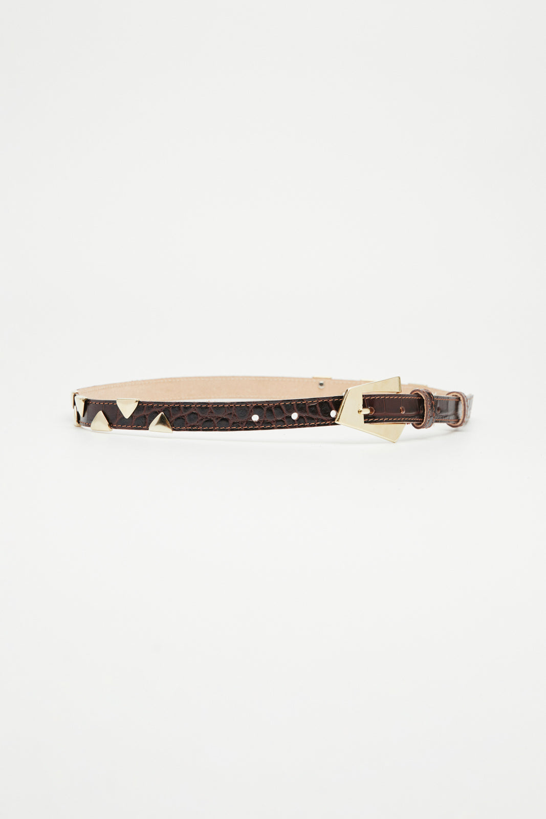 GEO BROWN CROCO LEATHER BELT