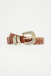 ANEMONE STUD TABAC LEATHER BELT