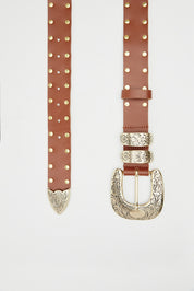 ANEMONE STUD TABAC LEATHER BELT