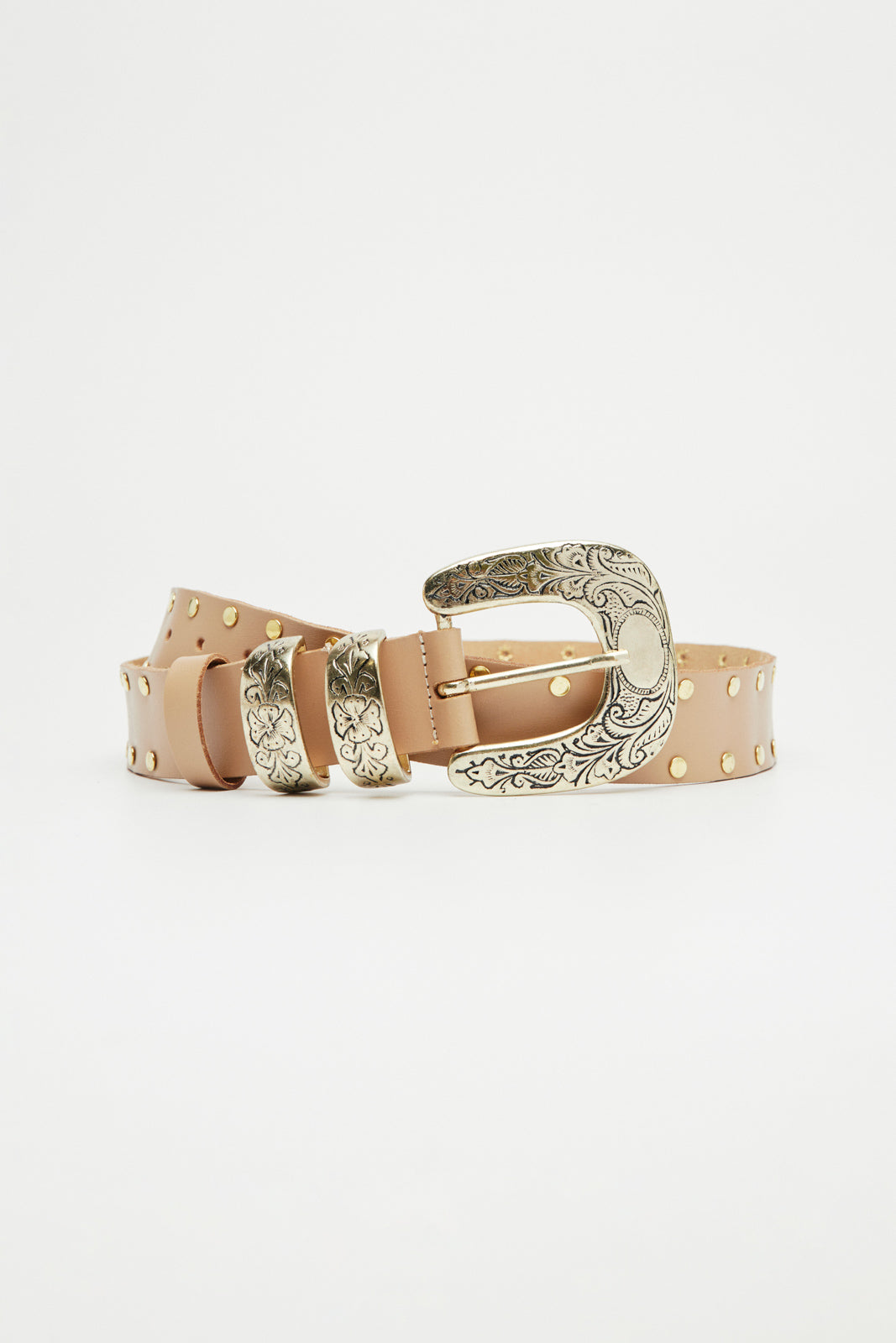 ANEMONE STUD BEIGE LEATHER BELT