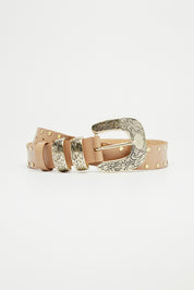 ANEMONE STUD BEIGE LEATHER BELT