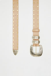 ANEMONE STUD BEIGE LEATHER BELT