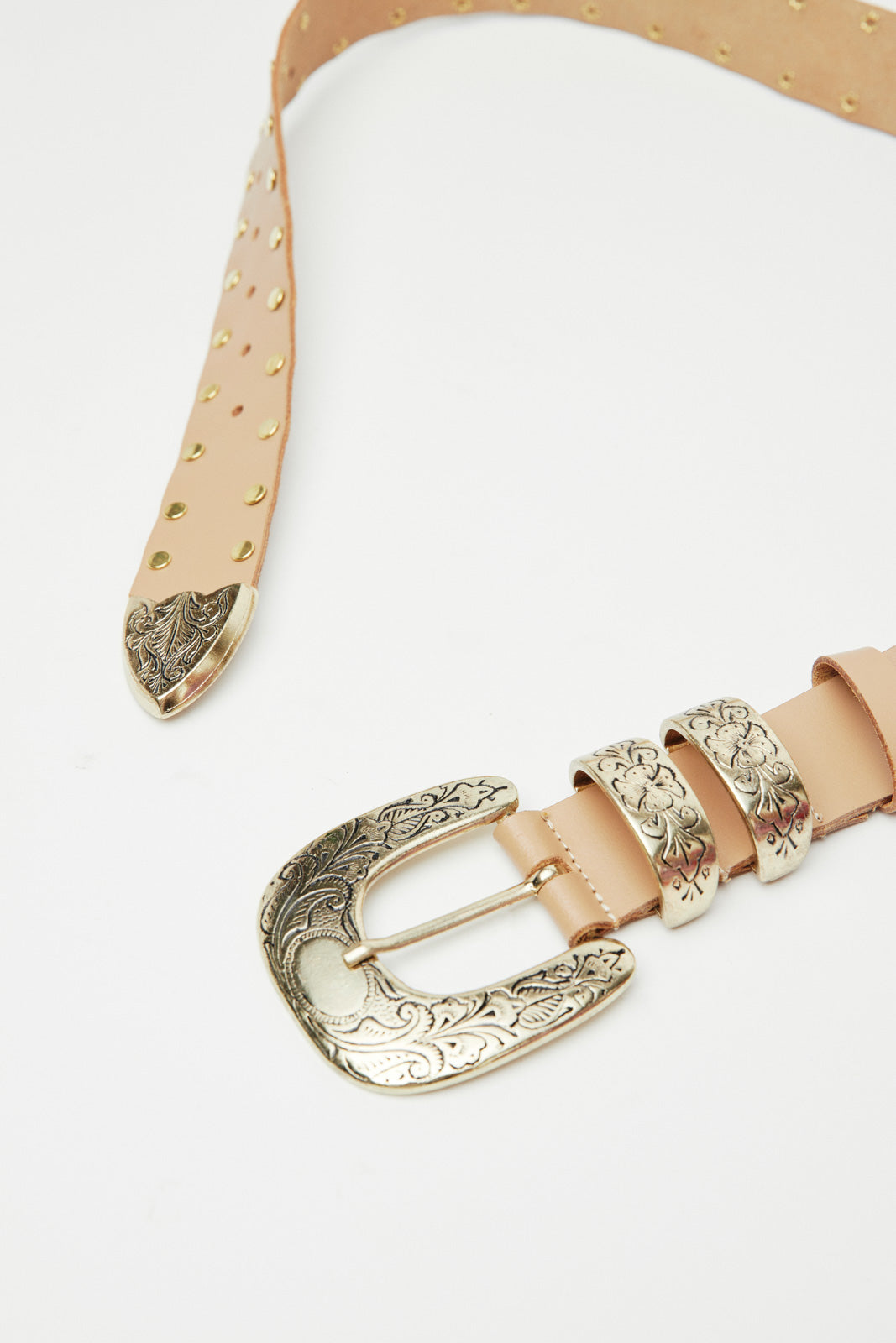 ANEMONE STUD BEIGE LEATHER BELT