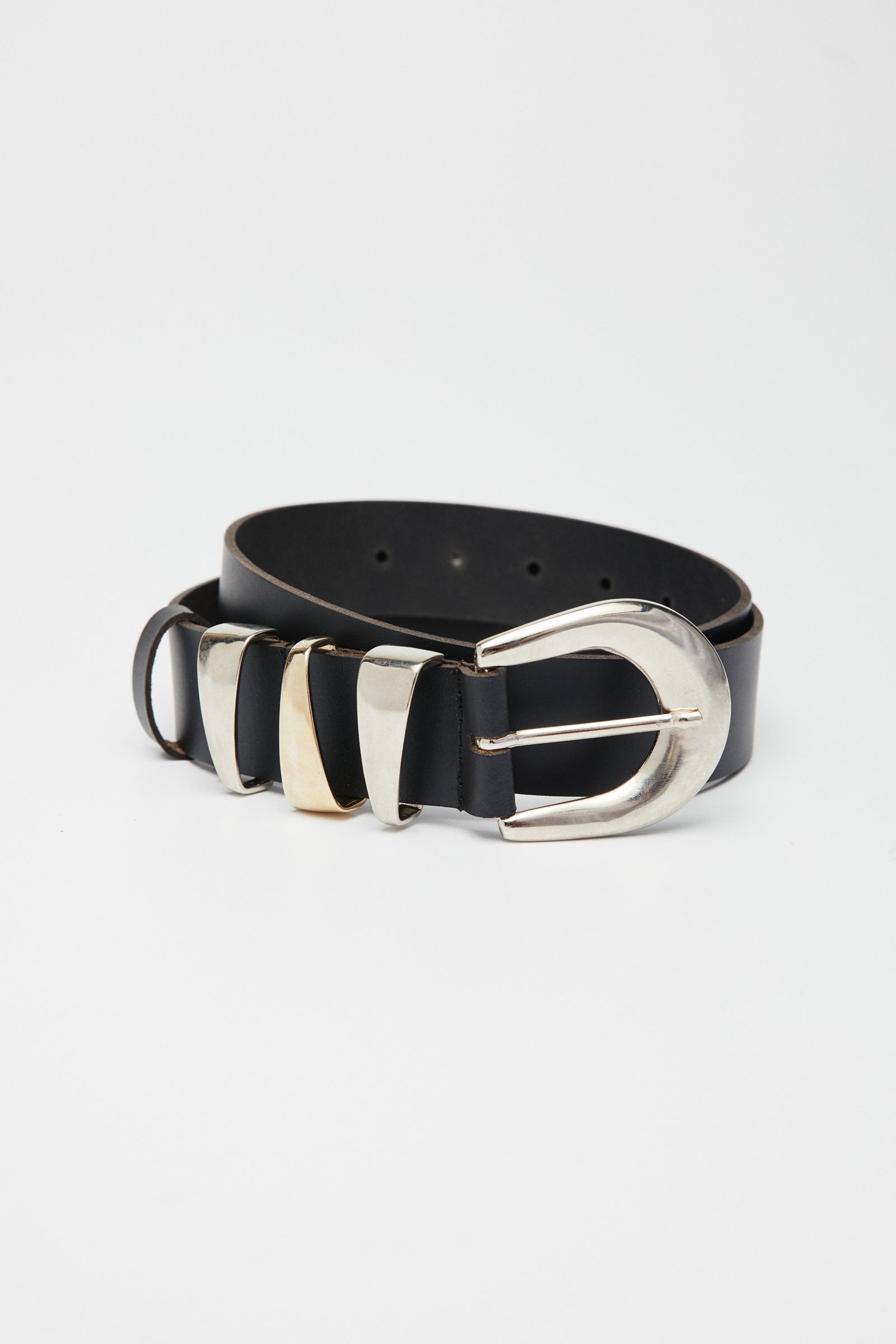 TRYPTYCH BLACK LEATHER BELT