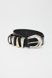 TRYPTYCH BLACK LEATHER BELT