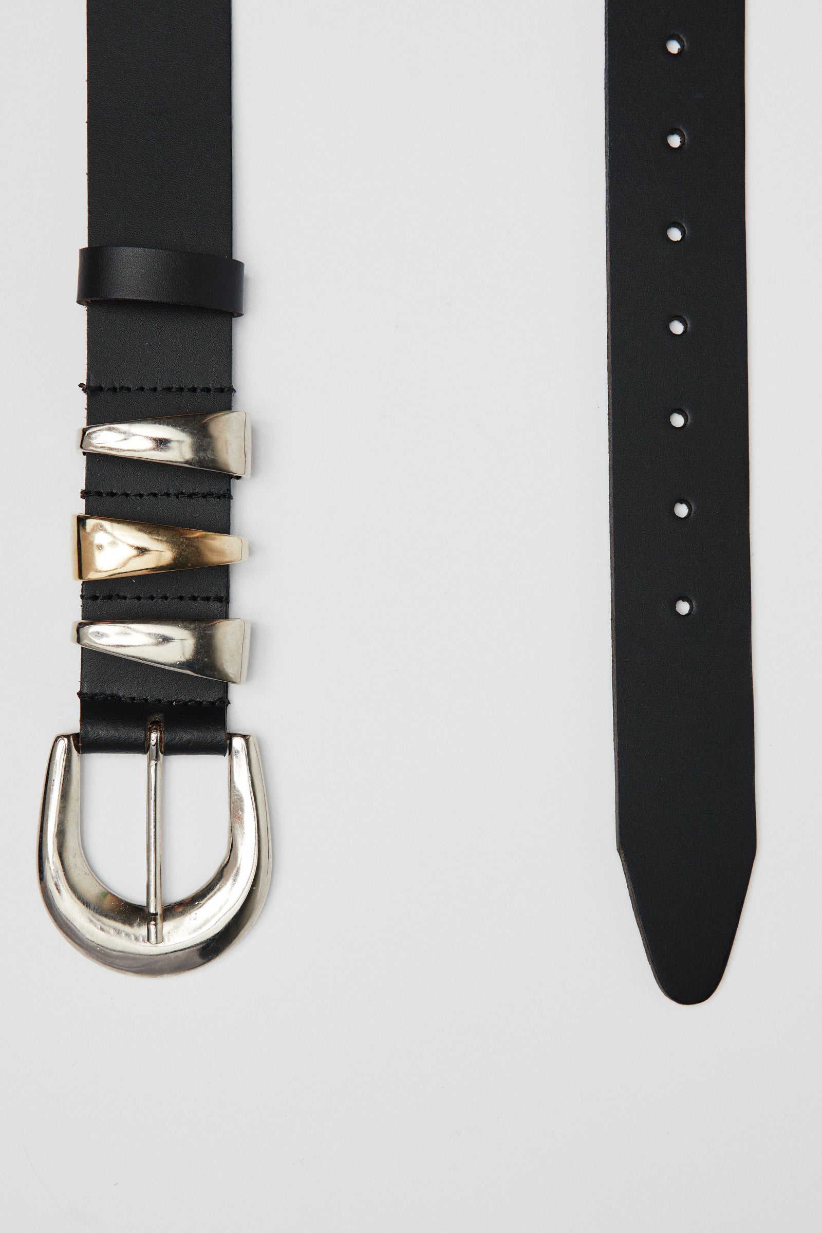 TRYPTYCH BLACK LEATHER BELT