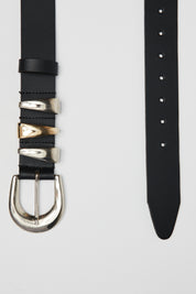 TRYPTYCH BLACK LEATHER BELT