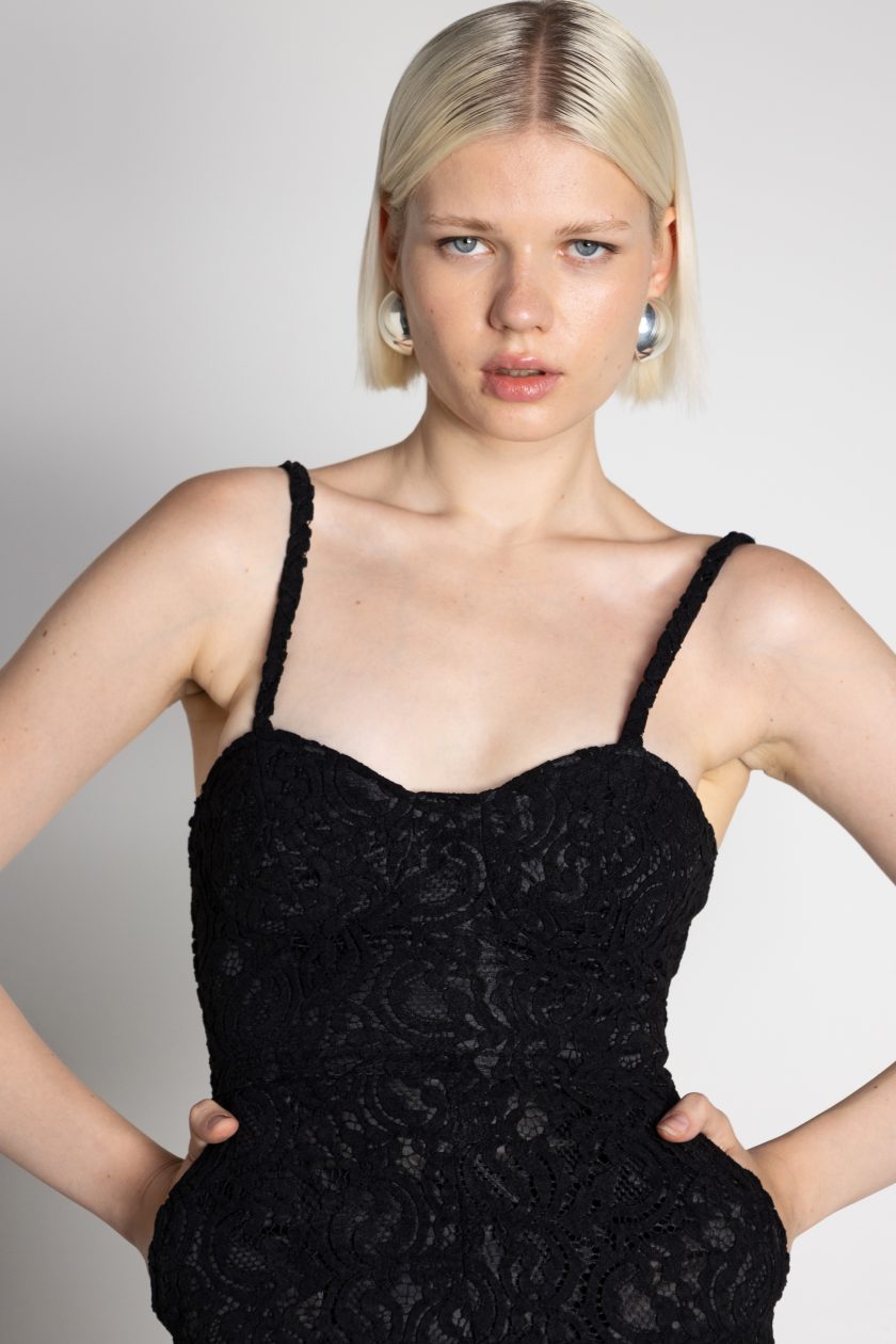 ROSE LACE MIDI BUSTIER BLACK