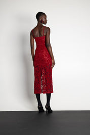 ROSE LACE MIDI BUSTIER RED