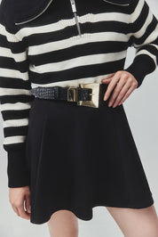 BARRY BLACK CROCO LEATHER BELT