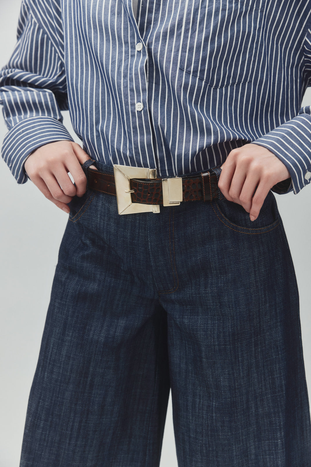 BARRY BROWN CROCO LEATHER BELT