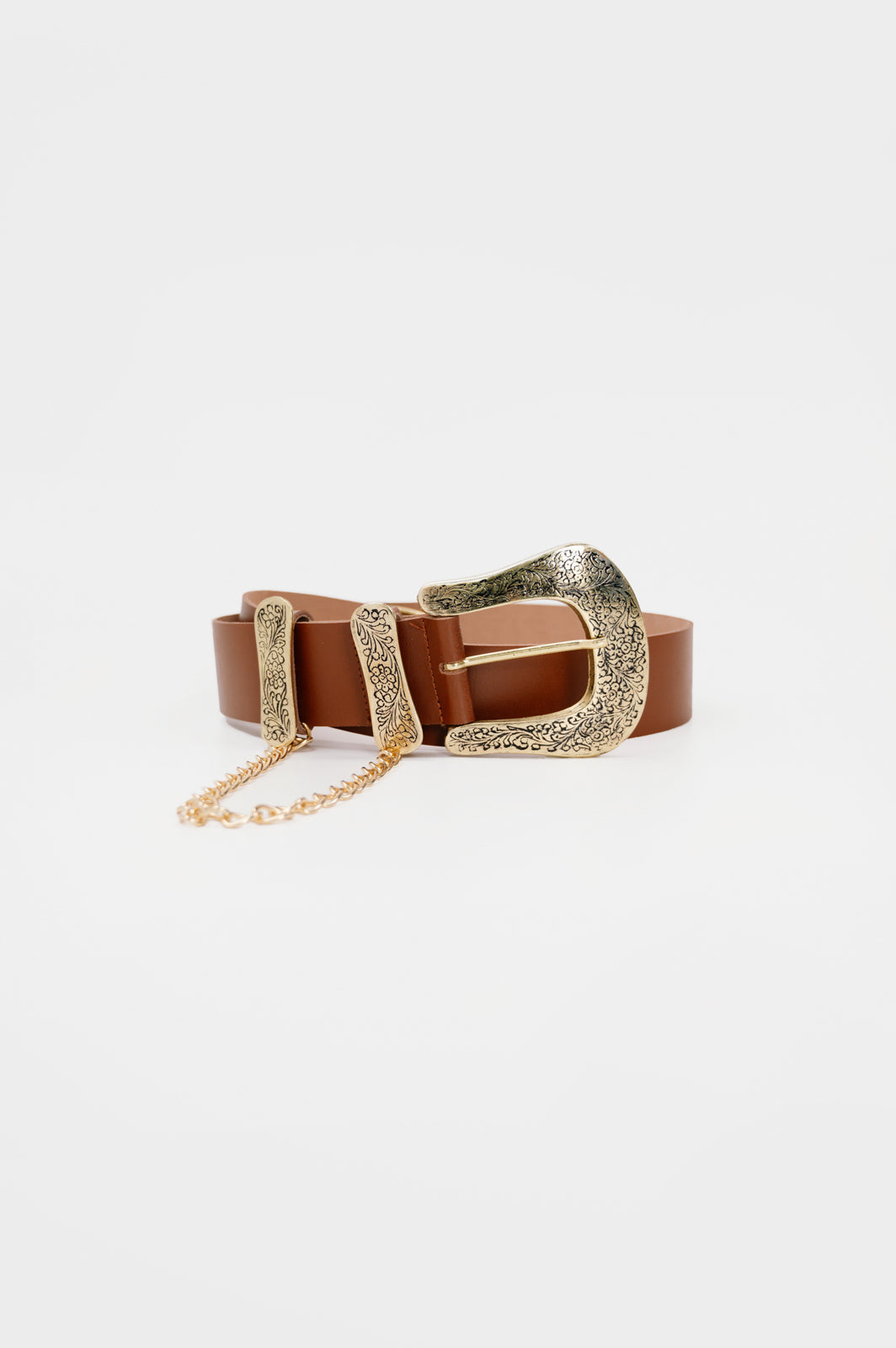 KEISI CHAIN BROWN LEATHER BELT