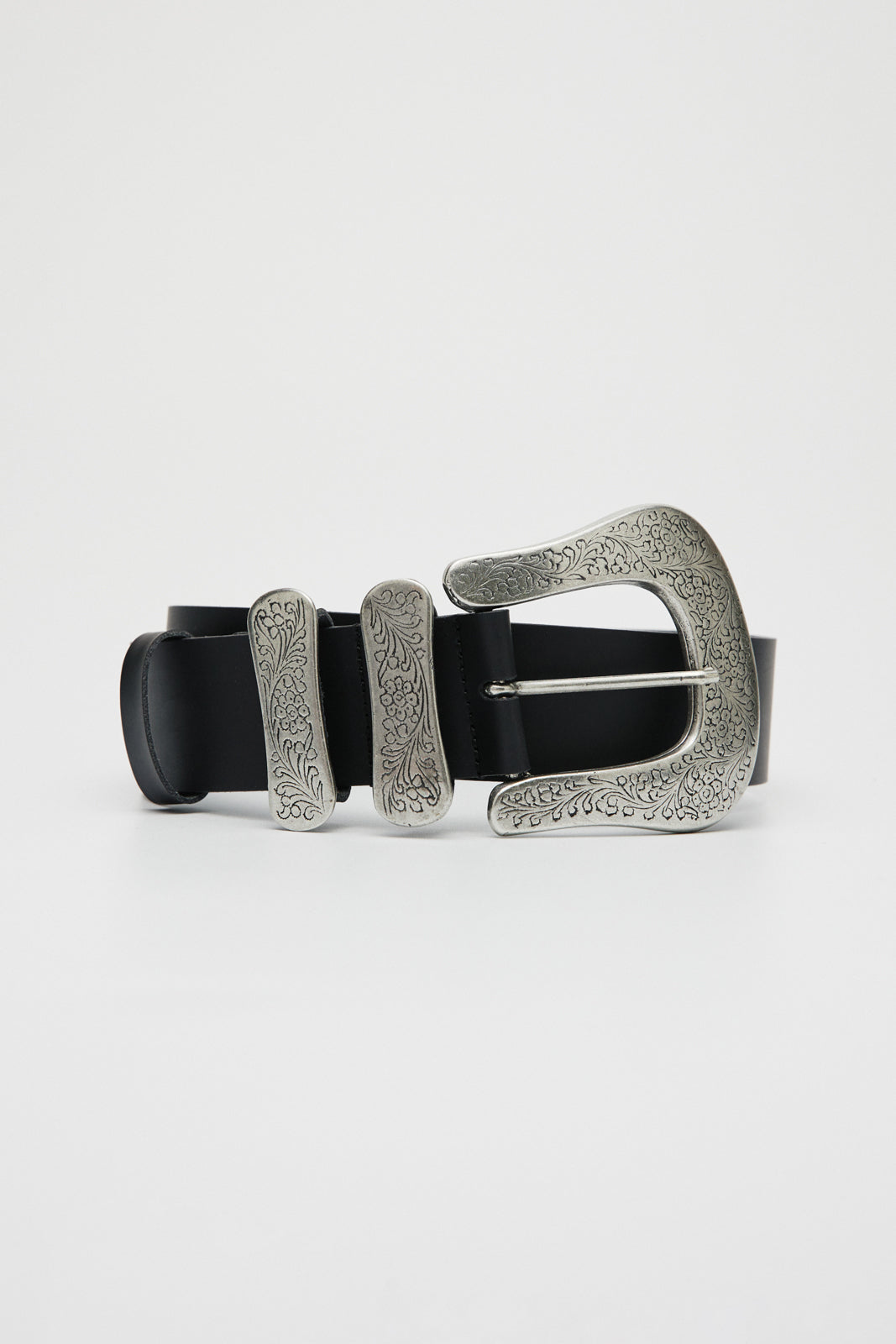 KEISI BLACK LEATHER BELT