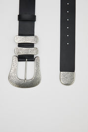 KEISI BLACK LEATHER BELT
